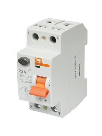 Устройство защитного отключения TDM Electric, ВД1-63, 2 полюса, 25 А, 30 мА, sq0203-0008