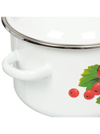 Кастрюля эмалированная сталь, 2 л, крышка сталь, цилиндрическая, Сибирские товары, Калина красная, 1MD161M, индукция