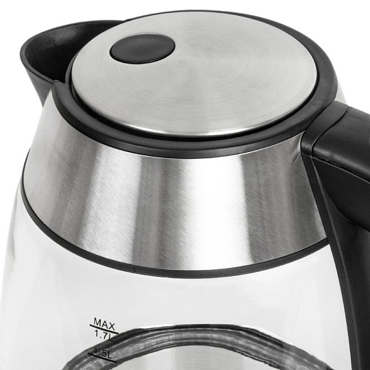 Чайник электрический JVC, JK-KE1707, черный, 1.7 л, 2200 Вт, скрытый нагревательный элемент, стекло