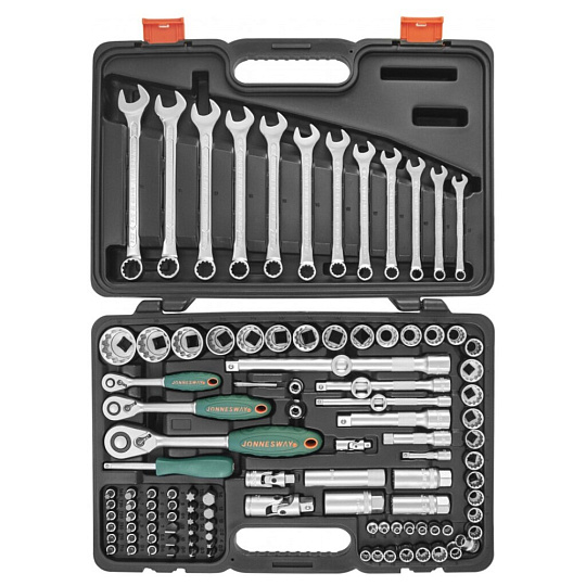 Набор инструментов Jonnesway, Super Tech, 048862/S 68H 5234111S, 1/2&quot;, 1/4&quot;, 3/8&quot;, 6-гранные, сталь, кейс, 111 предметов