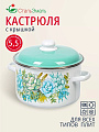 Кастрюля эмалированная сталь, 5.5 л, крышка сталь, цилиндрическая, СтальЭмаль, Монантес, 6RD221M