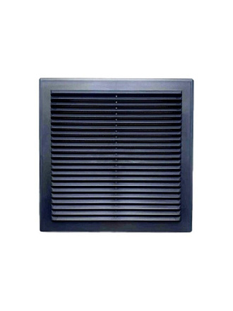 Решетка вентиляционная пластик, вытяжная, 130х130 мм, с сеткой, графит, Viento, Серия В, 1313В-графит
