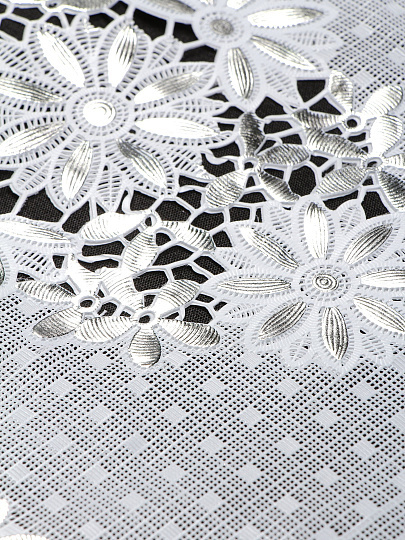 Салфетка для стола ПВХ, 84х40 см, овал, Grace, Лейс, серебро, LO-1008B