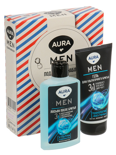 Набор подарочный для мужчин, Aura, Men, гель для бритья 150 мл, лосьон после бритья 150 мл