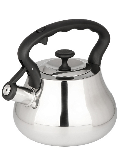 Чайник нержавеющая сталь, 2.8 л, со свистком, зеркальный, нейлон, Daniks, индукция, GS-04052A