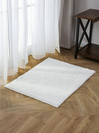 Коврик интерьерный 0.6х0.8 м, прямоугольный, белый, искусственный мех, A090282