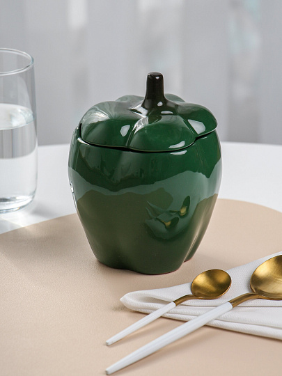 Горшок для жаркого керамика, 0.65 л, зеленый, Борисовская керамика, Перец, ОБЧ00029082