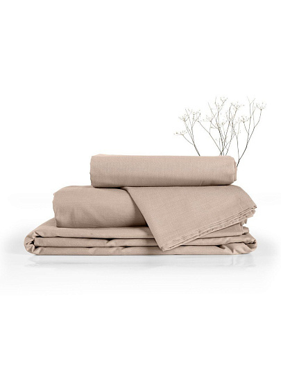 Постельное белье 2-спальное, простыня 220х240 см, 2 наволочки 70х70 см, пододеяльник 180х215 см, Verossa, сатин, Melange, Praline