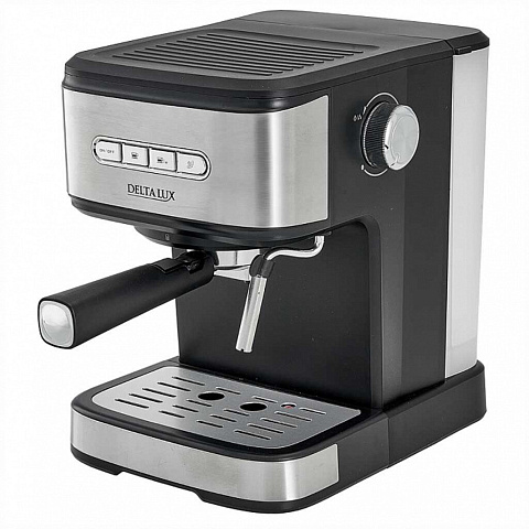 Кофеварка электрическая, рожковая, 1.5 л, Delta Lux, DE-2003, 850 Вт, 15 бар, капучино, эспрессо, черная