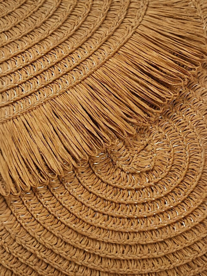 Салфетка сервировочная полимер, 38 см, круглая, бахрома, Y4-9665