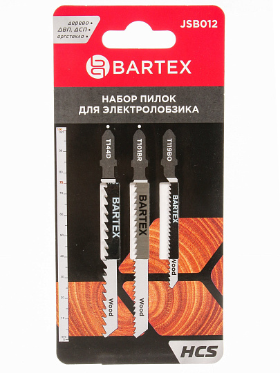 Набор пилок для электролобзика, Bartex, по дереву, металлу, 3 шт, T144D, T101BR, T119BO, JSB012