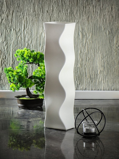 Ваза для сухоцветов керамика, настольная, 43 см, Изгиб, Y6-2003, белая