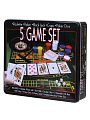 Игра настольная 5в1, 33х29х6.5 см, фишки 100 штук, колода карт, рулетка, Y6-6374 - фото 6