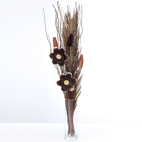 Цветок искусственный декоративный Тинги Композиция, 84 см, коричневый