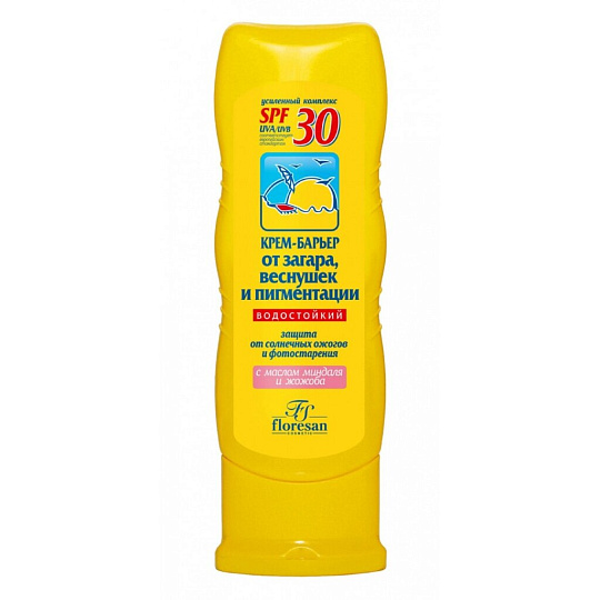 Крем от загара, Floresan, Барьер, SPF 30, 125 мл, водостойкий, от пигментации, 114-ФЛ