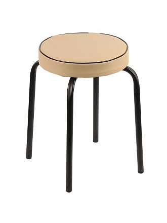 Табурет 360х360х475 мм, песочный/черный матовый, сиденье круглое, экокожа, Пуф