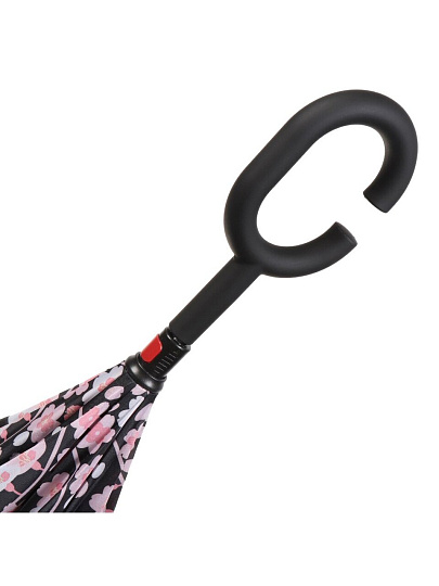 Зонт автомат, трость, 8 спиц, 58 см, Сакура, полиэстер, черный, Y9-289