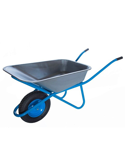 Тачка строительная одноколесная, сталь, 250 кг, 110 л, 0.7 мм, втулка D16 мм, D12, 4.80/4.00х8, голубая, Мастер Инструмент