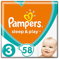 Подгузники детские Pampers, Sleep &amp;amp; Play Midi, р. 3, 6 - 10 кг, 58 шт, унисекс