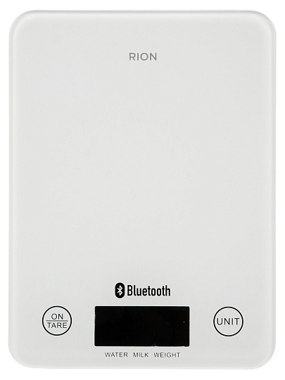 Весы кухонные электронные, стекло, Rion, Bluetooth, платформа, точность 1 г, до 5 кг, белые