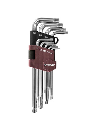 Набор ключей имбусовых, TTK9S, 9 предметов, Thorvik, с центральным штифтом, Т10-Т50, Т-TORX, 53150