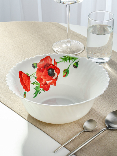 Салатник стеклокерамика, круглый, 23х9 см, 2000 мл, Алый мак, Daniks, LHW90/K1929