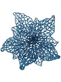 Елочное украшение Пуансеттия, синий ажур, 15 см, на прищепке, Y4-3007