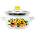 Кастрюля эмалированная сталь, 3 л, крышка стекло, сферический, Сантэкс, Подсолнухи, 1-2430112, индукция - фото 4