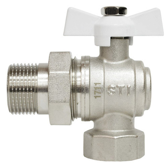 Кран для воды, 3/4&quot;, латунь, угловой, ручка-бабочка, с американкой, STI