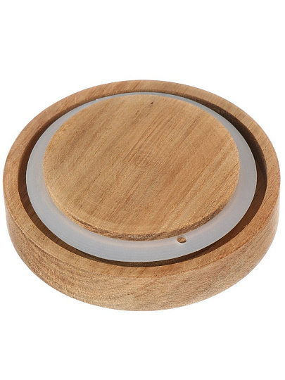 Банка для сыпучих продуктов, стекло, 0.7 л, с деревянной крышкой, Мозаика, B090042, прозрачная