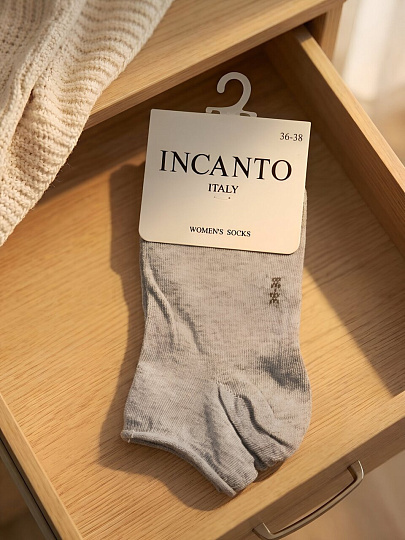 Носки для женщин, хлопок, Incanto, светло-серые, 36-38, укороченные, IBD731001