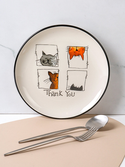 Тарелка доломит, 21х21х2.3 см, круглая, Cats, Daniks