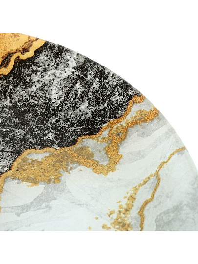 Тарелка обеденная, стекло, 23 см, круглая, Флюид, Daniks, черная