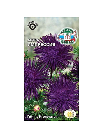 Семена Цветы, Астра, Импрессия, 0.2 г, цветная упаковка, Седек