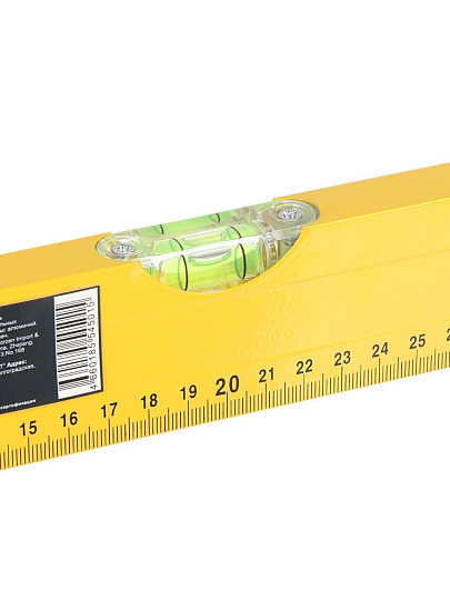 Уровень алюминий, 400 мм, 3 глазка, линейка, желтый, Bartex, HJ-88D
