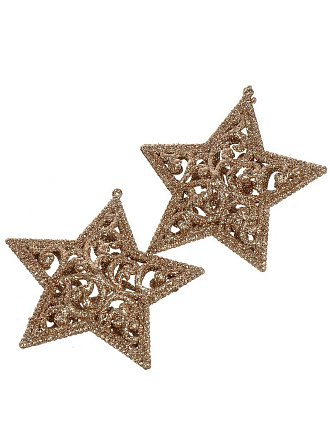 Набор елочных украшений Звезда, 2 шт, шампань, 12.5х12.5 см, SYLKGJD-4822114CP