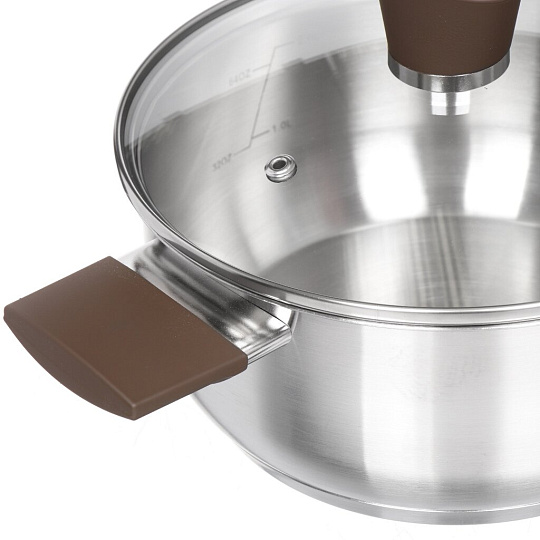 Набор посуды нержавеющая сталь, 6 предметов, кастрюли 2.8,4.8 л, ковш 1.4 л, индукция, Daniks, Бруно, SD-A95-6