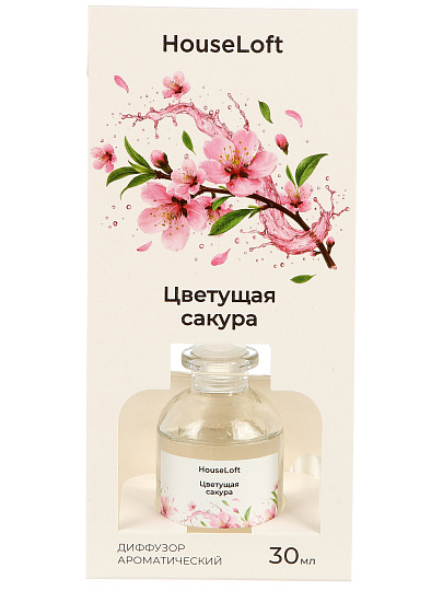 Аромадиффузор HouseLoft, 30 мл, 19×6×5.8 см, Цветущая сакура