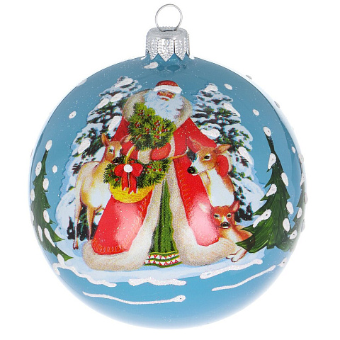 Елочный шар Дед Мороз, 10 см, стекло, КУ-100-224197