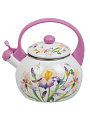 Чайник сталь, эмалированное покрытие, 2.5 л, со свистком, ручка пластиковая, Metalloni, Ирисы, индукция, EM-1323