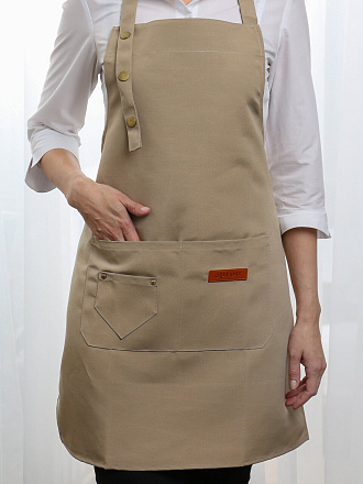 Фартук 66х72 см, 100% полиэстер, с карманом, бежевый, A170097