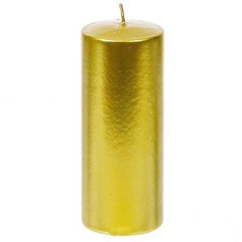 Свеча декоративная, 12х6 см, цилиндр, золото, Цилиндр, 1381543000