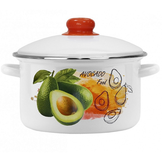 Кастрюля эмалированная сталь, 3 л, крышка сталь, Магнитогорская эмаль, Авокадо, 01-Б1612/4, индукция