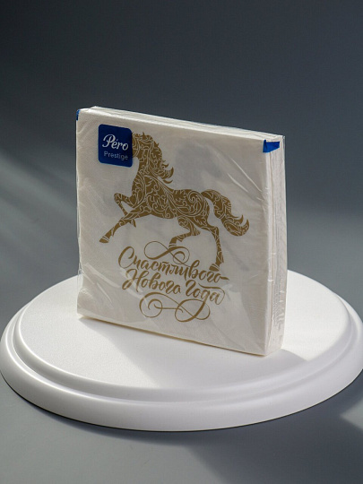 Салфетки Pero, Deluxe Счастливый год, 20 шт, 3 слоя, 33х33 см, 4320