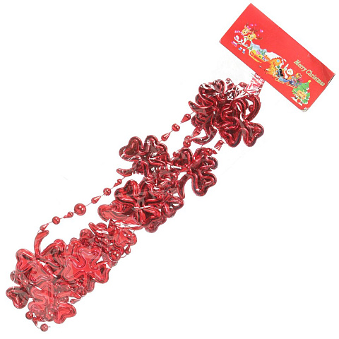 Бусы новогодние пластик, 200 см, красные, SY16-74