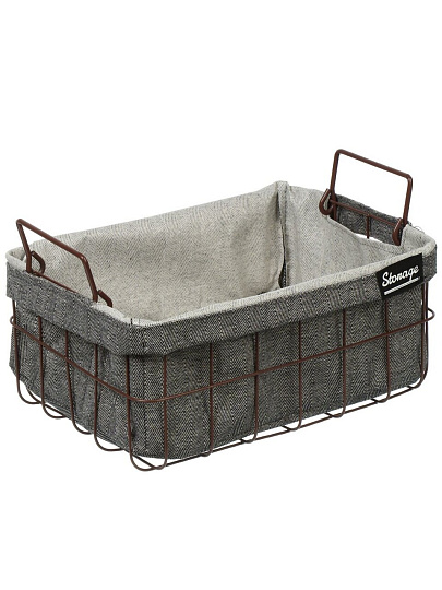 Корзина 35х25х16 см, прямоугольная, серая, A290119