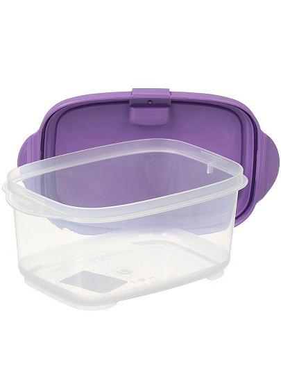 Контейнер пищевой пластик, 0.7 л, 17х11х7.5 см, прямоугольный, с клапаном, Полимербыт, Lavender, 439714400