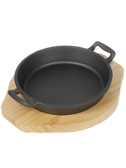 Сковорода чугун, 18х3.5 см, с подставкой, Y4-8882