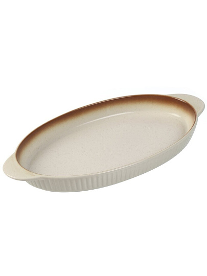 Форма для выпечки керамика, 36х18.5х3.5 см, 1 л, овальная, бежевая, Daniks, Полдень, Y4-8729
