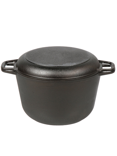 Кастрюля чугун, 6 л, крышка чугун, с дужкой, Гардарика, 1306-4, индукция
